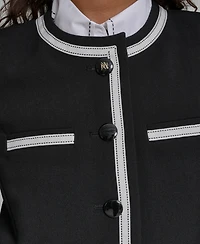 Karl Lagerfeld Paris Women's Cropped Round Neck Jacket