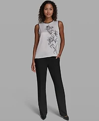 Karl Lagerfeld Paris Women's Woven Crew Neck Top