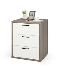 sumyeg Modern Dresser Nightstand with 3 Slide-Out Drawers