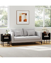 sumyeg Set of 2 Nightstands with Drawer, 3-Tier Sofa Side Tables with Open Storage Shelf