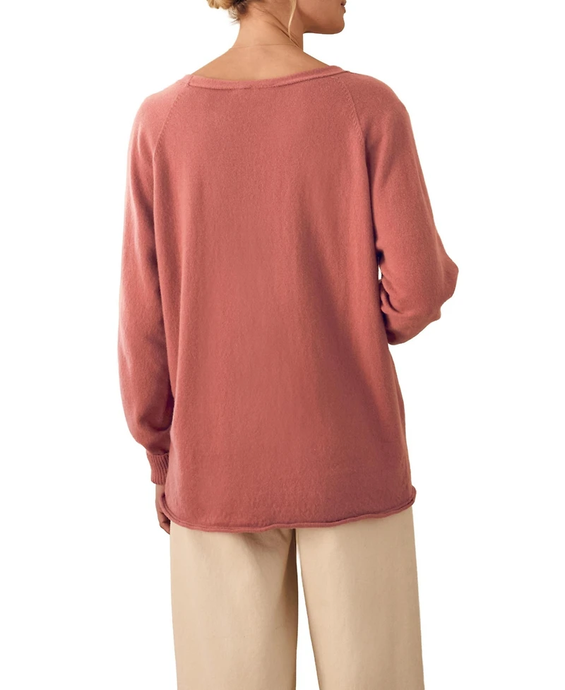 Celtic & Co. Women's British Geelong Relaxed V-Neck Sweater