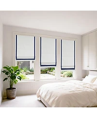 Shadisfy Cordless Pull Down Blackout Roman Shade with Ribbon Border