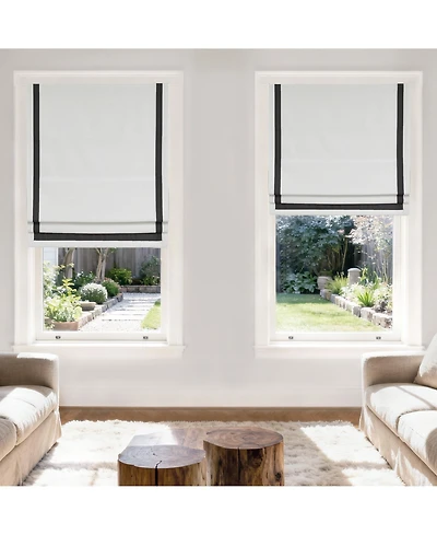 Shadisfy Cordless Pull Down Blackout Roman Shade with Ribbon Border