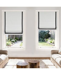 Shadisfy Cordless Pull Down Blackout Roman Shade with Ribbon Border