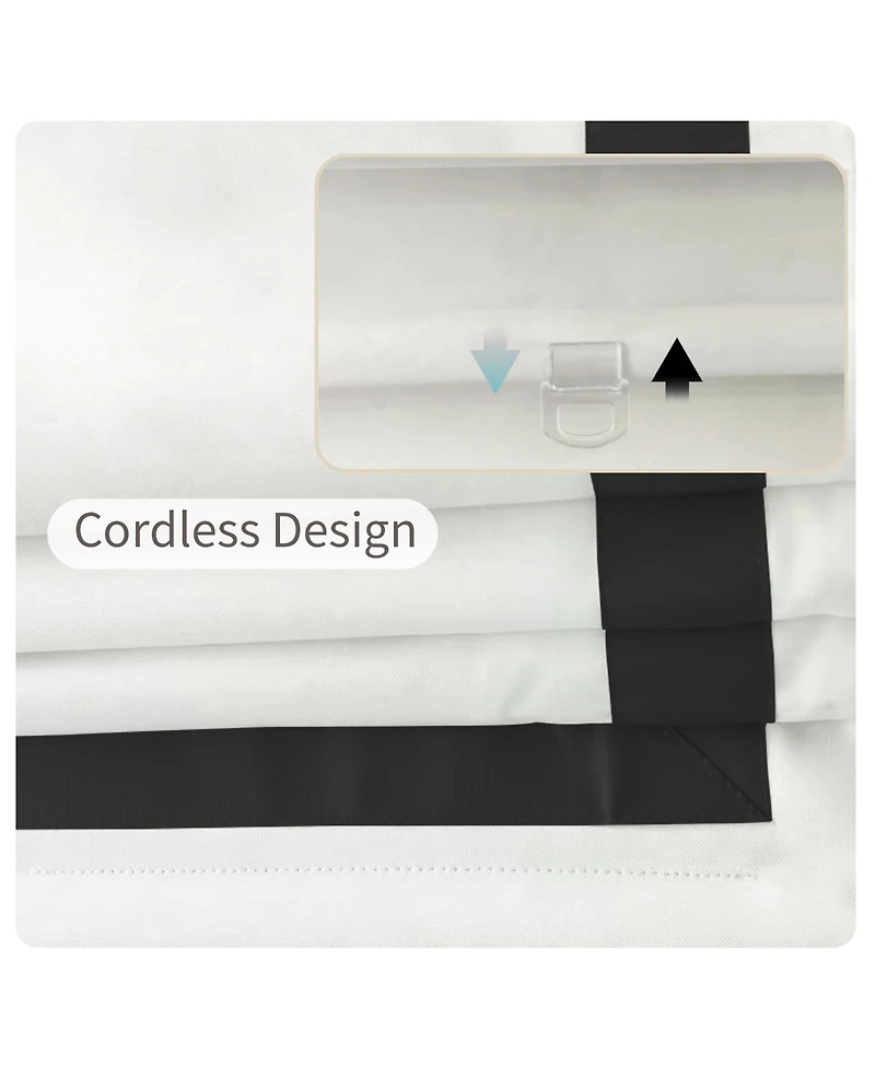 Shadisfy Cordless Pull Down Blackout Roman Shade with Ribbon Border