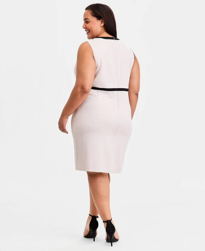 Kasper Plus Colorblocked Sleeveless Sheath Dress
