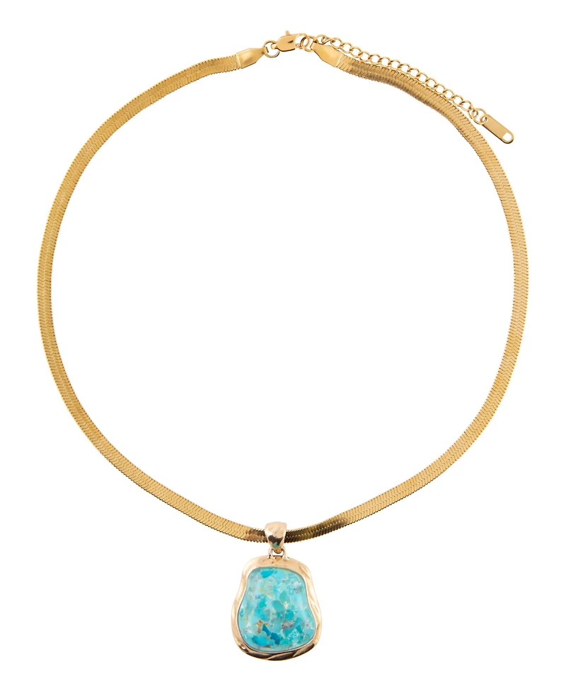 Barse Turquoise Baron Snake Chain Pendant Necklace
