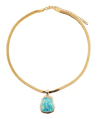 Barse Turquoise Baron Snake Chain Pendant Necklace