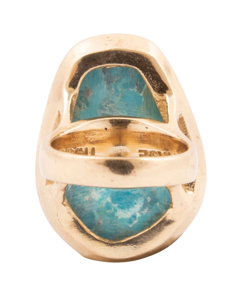 Barse Refined Blue Turquoise Golden Statement Ring