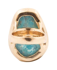 Barse Refined Blue Turquoise Golden Statement Ring