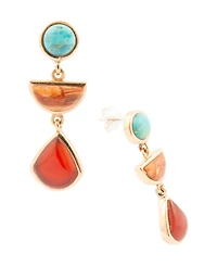 Barse Bronco Blue Turquoise and Carnelian Golden Drop Post Earrings