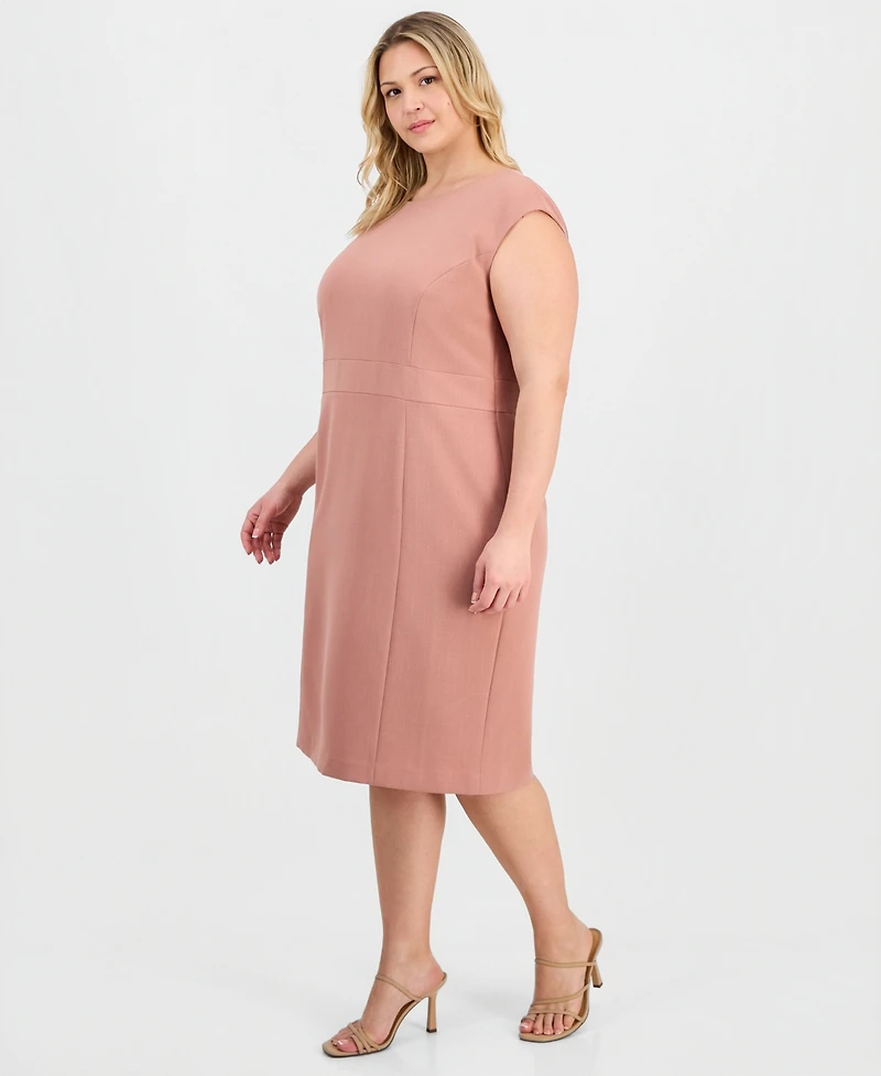Kasper Plus Extended Cap Sleeve Sheath Dress