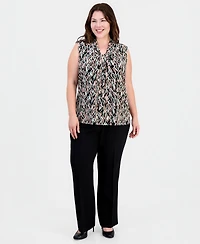 Kasper Plus Printed Knot-Neck Sleeveless Top