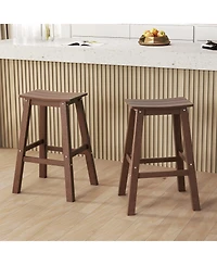 Gouun 29 in Hdpe Outdoor Bar Stool Set of 2 with Armless Saddle Seat and Footrest