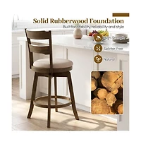Gouun 25 in Swivel Counter Height Bar Stool Set of 2 with Polyester Upholstered Seat and Backrest