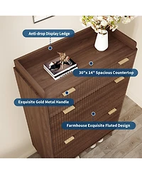 Homfan Fluted Shoe Cabinet with 2 Flip Drawers and Top Drawer, Deep Entryway Storage Organizer