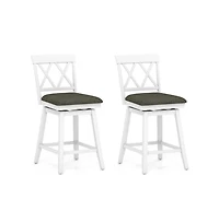 Gouun 24 in Swivel Counter Height Bar Stool Set of 2 with Linen Cushion and Curved Backrest