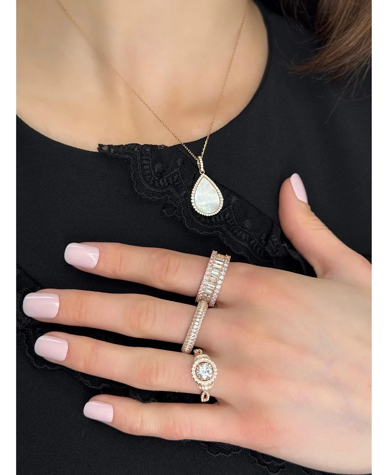 Suzy Levian Sterling Silver Cubic Zirconia Pave Round Eternity Band