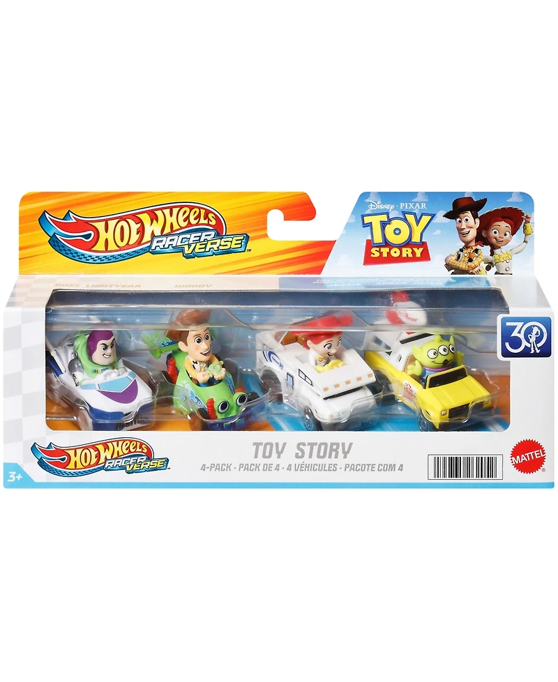 Hot Wheels Racerverse Set of 4 Die-Cast Hot Wheels Cars with Pop Culture Characters as Drivers Assortment