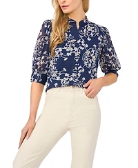 CeCe Women's Open Collar Button-Up Shirt