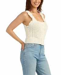 Bcx Women's Crochet Scallop Sweater Top