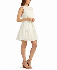 Bcx Women's Solid Novelty Eyelet V-Neck Mini Dress
