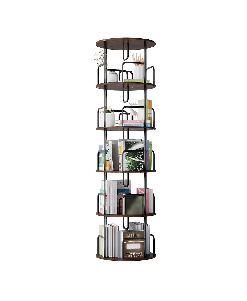 Streamdale Furniture 360° Rotating 5-Tier Bookshelf, Space-Saving and Easy Assembly