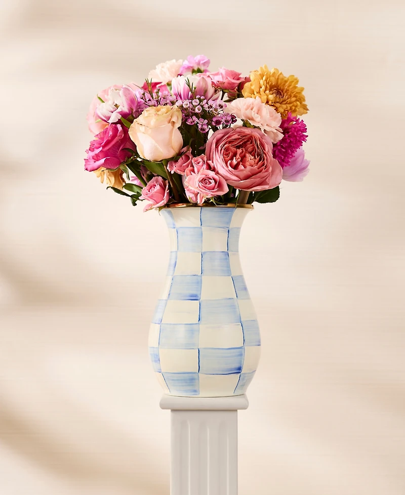 MacKenzie-Childs Sky Check Tall Vase