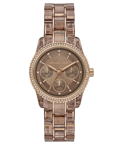 Michael Kors Women's Bryant Quartz Multifunction Beige Gold Mixed Watch 35mm