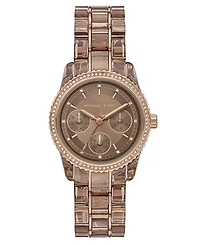 Michael Kors Women's Bryant Quartz Multifunction Beige Gold Mixed Watch 35mm