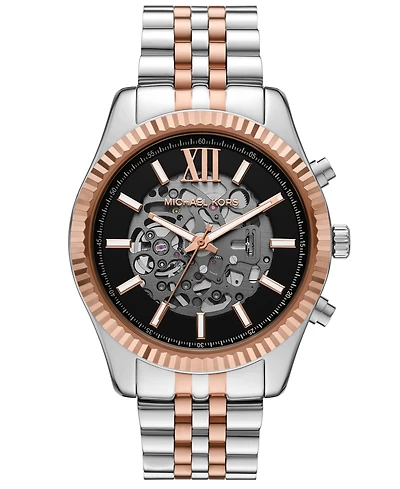 Michael Kors Men's Lexington Automatic Three-Hand Two-Tone Stainless Steel Watch 45mm