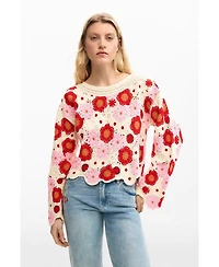 Desigual Women's Crochet flower sweater