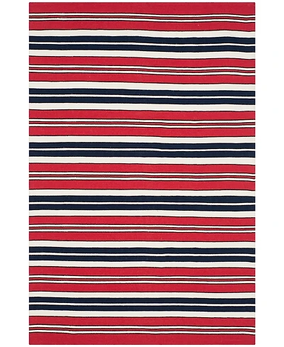 Lauren Ralph Lauren Leopold Stripe LRL2462E Red 4' X 6' Outdoor Area Rug