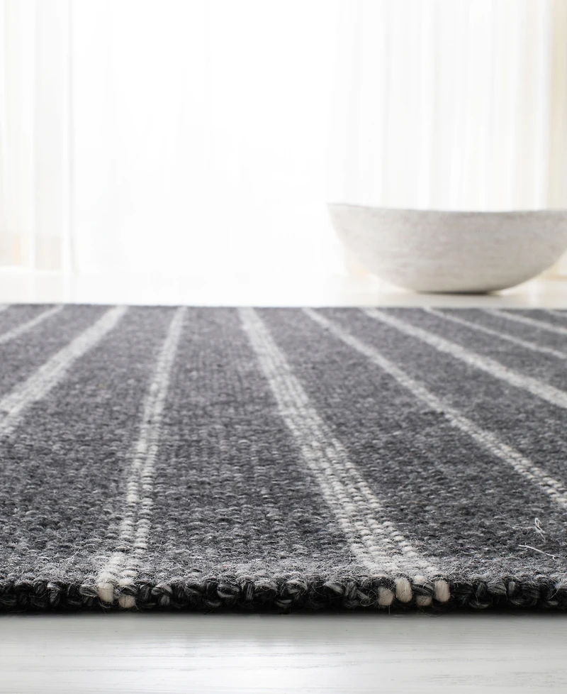 Lauren Ralph Lauren Miles Stripe LRL6400A Charcoal 2'6" X 8' Runner Area Rug
