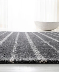 Lauren Ralph Lauren Miles Stripe LRL6400A Charcoal 2'6" X 8' Runner Area Rug