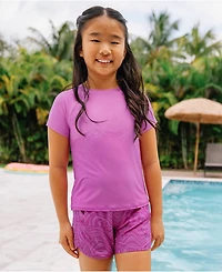 Lands' End Girls Chlorine Resistant Magic Print Board Swimsuit Shorts