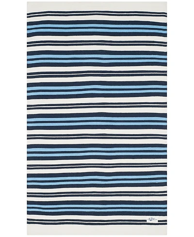 Lauren Ralph Lauren Leopold Stripe LRL2462B White and French Blue 4' X 6' Outdoor Area Rug