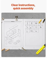 Sugift 3-Tier Wood Desktop Bookshelf Storage Organizer with Fabric Drawers for Office