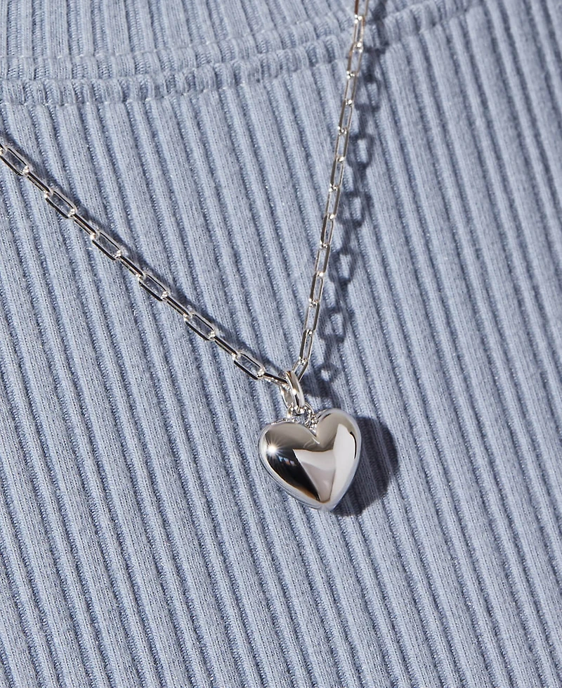 Ana Luisa Lev Puffed Silver Heart Necklace