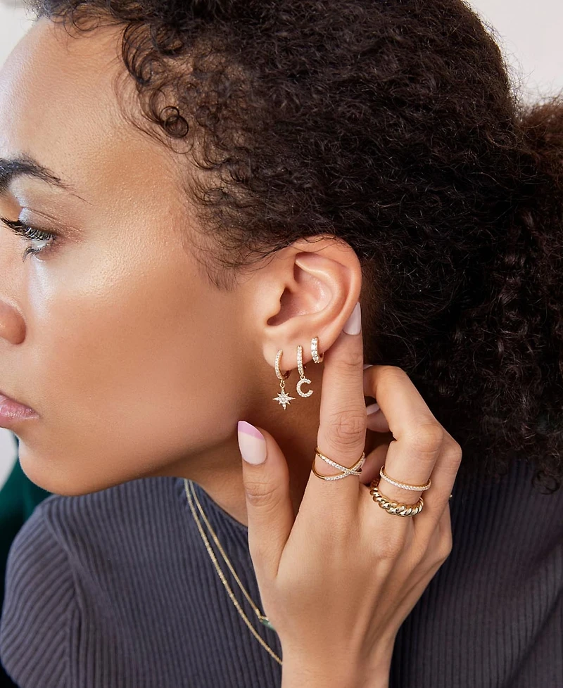 Ana Luisa Celeste Gold-Plated Crescent Moon Huggie Hoop Earrings