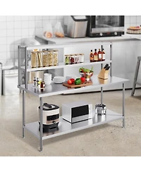 Sugift Adjustable Stainless Steel Double Overshelf 12 x 72 in for Kitchen and Workshop