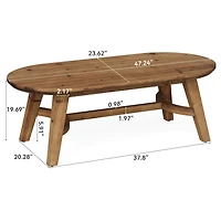 Tribesigns Solid Wood Coffee Table, 47" Real Wood Living Room Table, Pine Oval Coffee Table