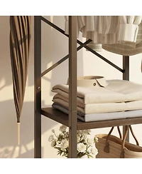 Yigii Freestanding Hall Tree Coat Rack 3 Shelves 12 Hooks Industrial Clothes Stand Organizer