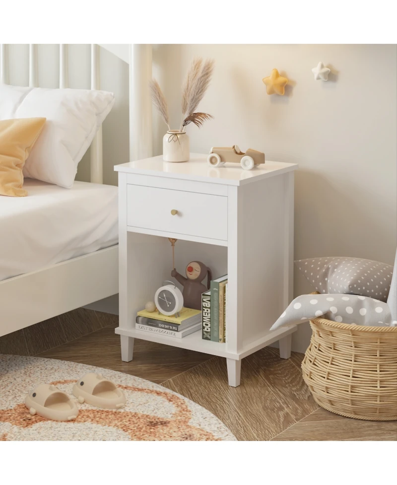 sumyeg Wooden Nightstand with One Drawer and Shelf