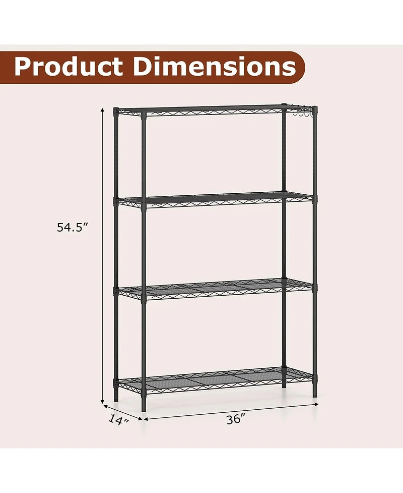 Sugift 4-Tier Metal Storage Shelving Unit with V-Shaped Wire Rack and 1000 Lbs Capacity