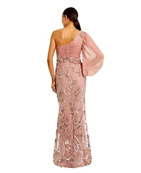 Mac Duggal Women's Chiffon Gown with Embroidered Floral Skirt