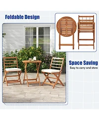 sumyeg 3-Piece Acacia Wood Patio Bistro Set with Seat Cushions