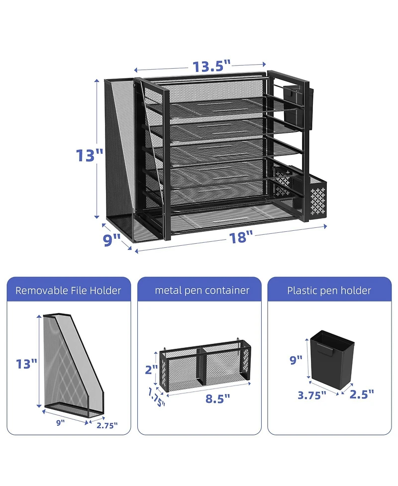 Gnuadz 6 Tier Desk File Organizer Letter Tray Pen Holder