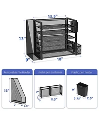Gnuadz 6 Tier Desk File Organizer Letter Tray Pen Holder