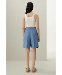 Lilysilk Women's Silk Linen Belted Shorts